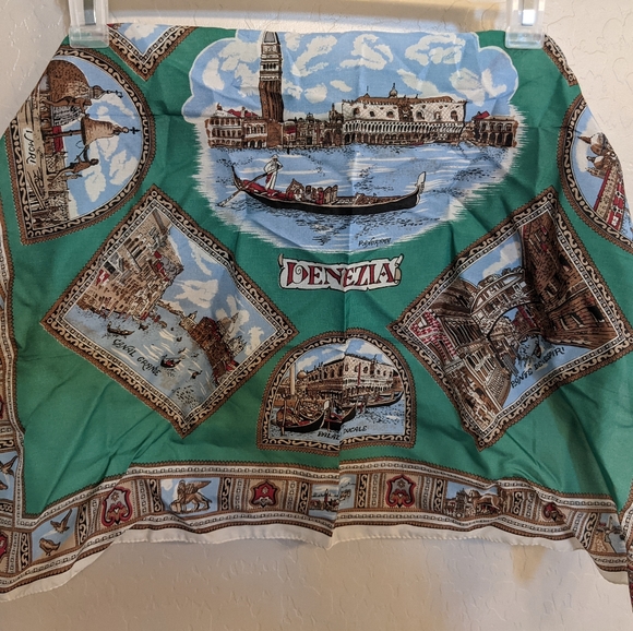 Vintage Venezia Scarf Silk Venice Italy Travel Scarf - Picture 2 of 5